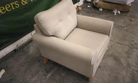 QUALITY DESIGNER BEIGE FABRIC ARMCHAIR 