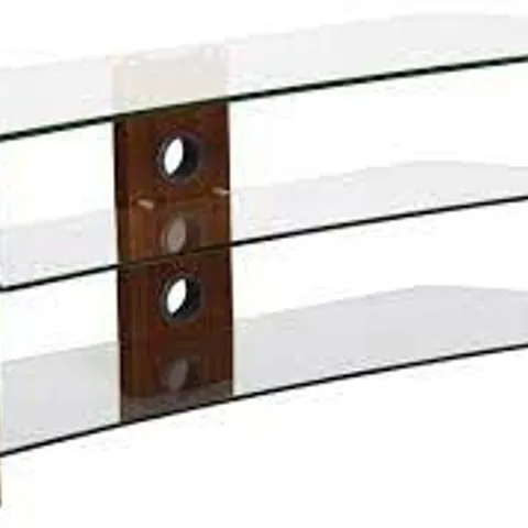 BOXED VISION WALNUT/CLEAR TV UNIT FOR TVS UPTO 50"