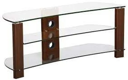 BOXED VISION WALNUT/CLEAR TV UNIT FOR TVS UPTO 50"