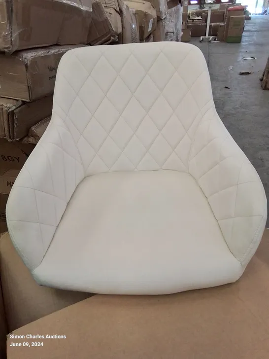 BOXED PAIR OF CREAM VELVET UPHOLSTERED DINING CHAIRS