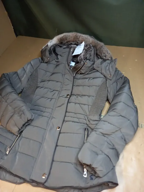 JOULES GOSWAY PADDED COAT WITH FAUX FUR HOOD SIZE 12