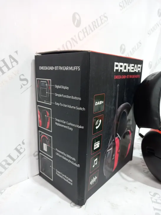 BOXED RED AD BLACK PROHEAR BT FM EAR MUFFS 