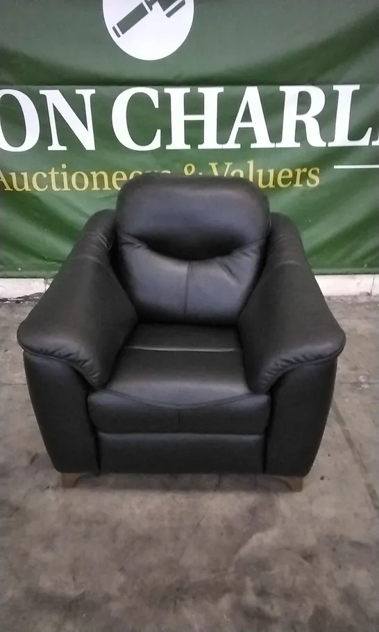 QUALITY BRITISH DESIGNED & MANUFACTURED G PLAN JACKSON CHAIR CAPRI BLACK LEATHER