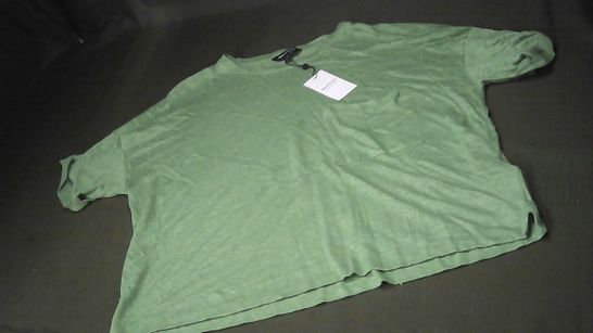WHISTLES LINEN POCKET TOP IN GREEN - M