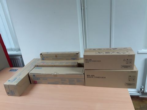 ASSORTED TONERS AND WASTE TONER BOXES