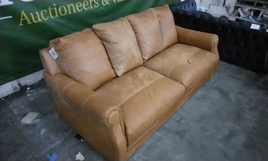 QUALITY 3 SEATER RUST LEATHER SOFA 