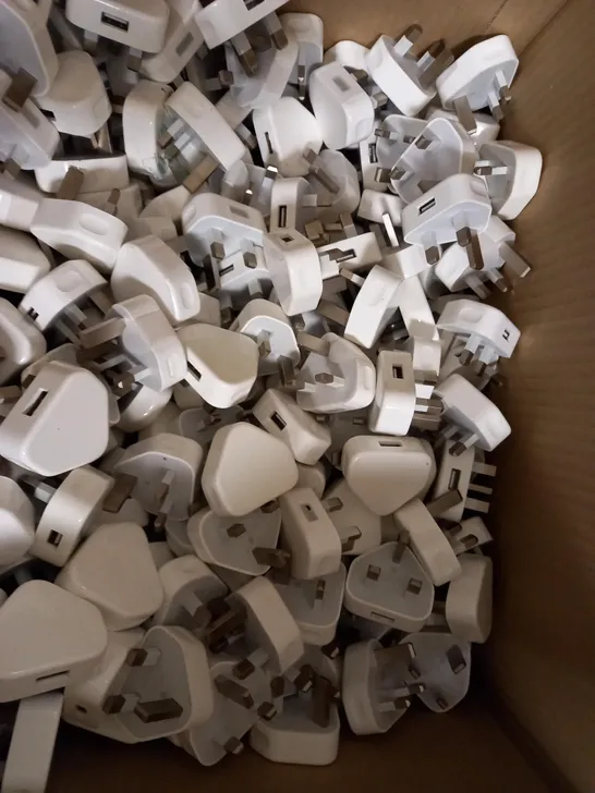 LOT OF APPROX 50 ASSORTED USB CHARGER UK WALL PLUG ADAPTERS	