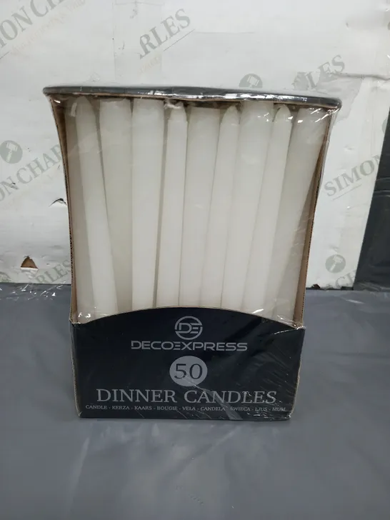 BOX OF 50 DECO EXPRESS DINNER CANDLES