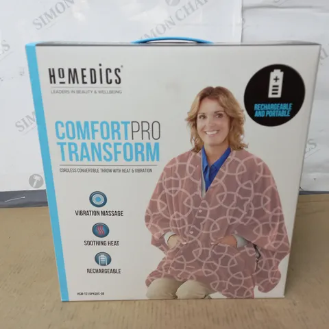 BOXED AS NEW HOMEDICS COMFORT PRO TRANSFORM CORDLESS THROW WITH HEAT