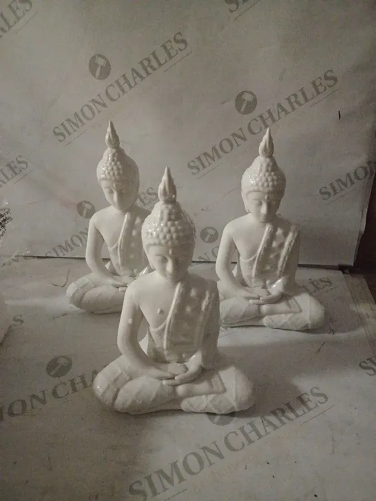 K BY KELLY HOPPEN SET OF 3 SMALL BUDDHAS - WHITE