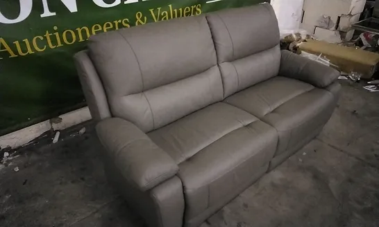 QUALITY DESIGNER GREY LEATHER 3 SEATER SOFA