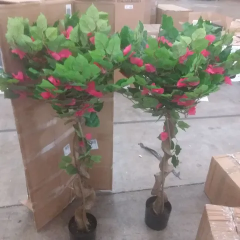 TWO BOXED 120CM ARTIFICIAL BOUGAINVILLEA TOPIARY