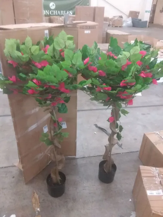 TWO BOXED 120CM ARTIFICIAL BOUGAINVILLEA TOPIARY