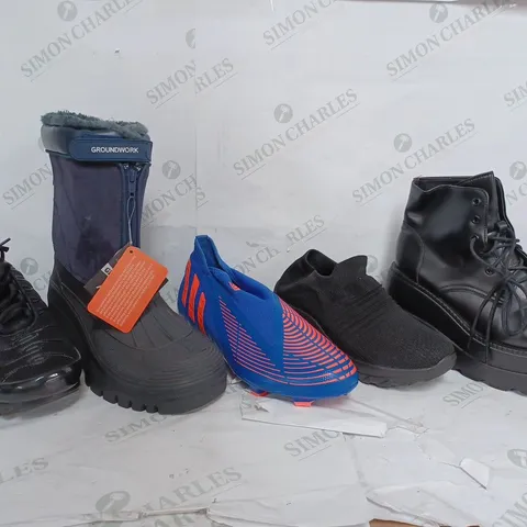 BOX OF APPROX 20 ASSORTED SHOES TO INCLUDE - NIKE TN IN BLACK - ADIDAS PREDITORS - GROUNDWORK ACTIVE BOOTS ECT 