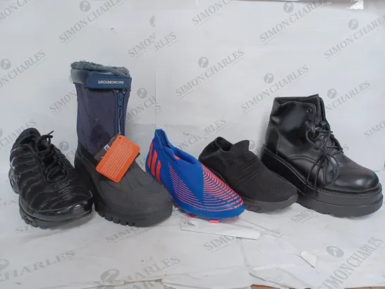 BOX OF APPROX 20 ASSORTED SHOES TO INCLUDE - NIKE TN IN BLACK - ADIDAS PREDITORS - GROUNDWORK ACTIVE BOOTS ECT 