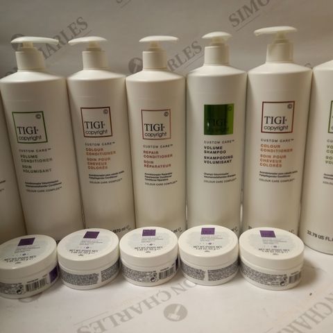 LOT OF APPROX 12 ASSORTED TIGI COPYRIGHT HAIRCARE PRODUCTS TO INCLUDE REPAIR CONDITIONER, TEXTURE PUTTY, COLOUR CONDITIONER, ETC
