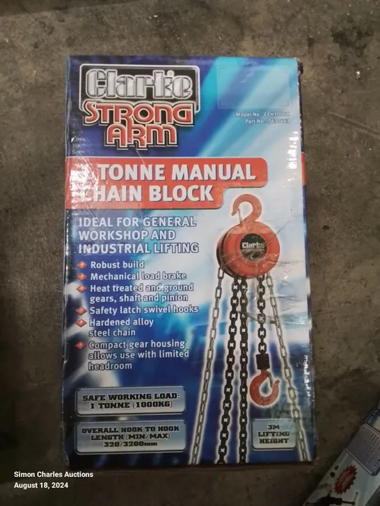 BOXED CLARKE 1 TONNE MANUAL CHAIN BLOCK