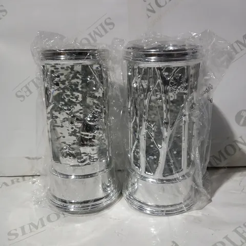 HOME REFLECTIONS SET OF 2 PRELIT SWIRLING GLITTER SCENIC PILLARS - SILVER