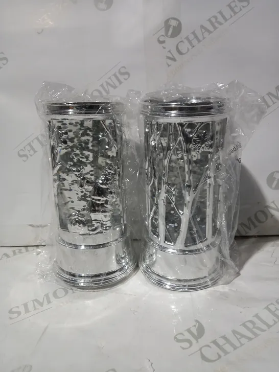 HOME REFLECTIONS SET OF 2 PRELIT SWIRLING GLITTER SCENIC PILLARS - SILVER