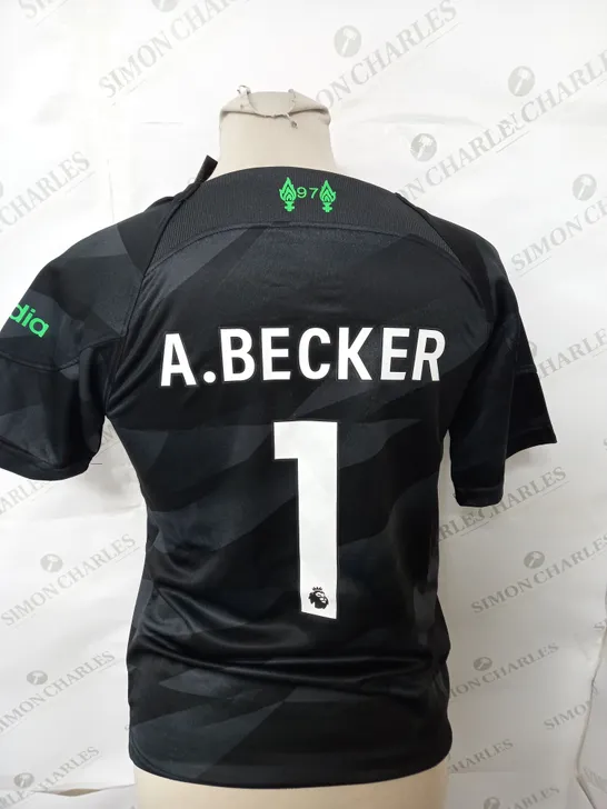 LIVERPOOL FC GOALKEEPER SHIRT AND SHORTS WITH A.BECKER 1 SIZE 24 - KIDS