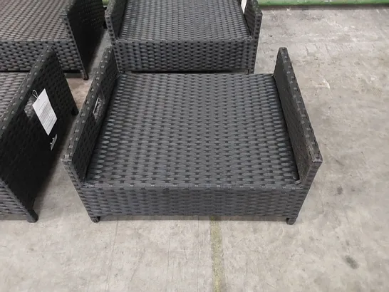 4 X BLACK RATTAN FOOTSTOOLS