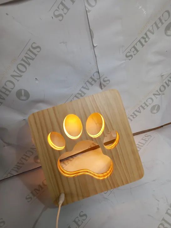 3D WOODEN LAMP - DOG PAWED DESIGNED 