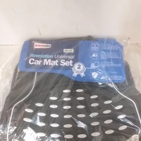 PACKAGED STREET WIZE UNIVERSAKL CAR MAT SET - BLUE/BLACK 