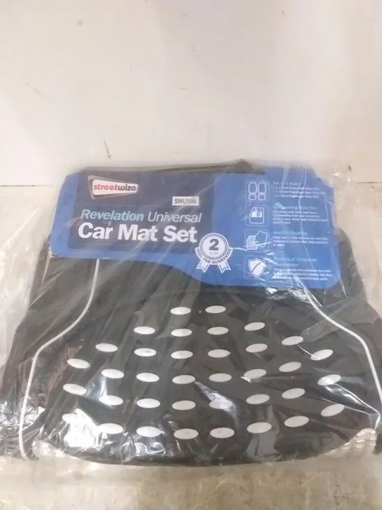 PACKAGED STREET WIZE UNIVERSAKL CAR MAT SET - BLUE/BLACK 