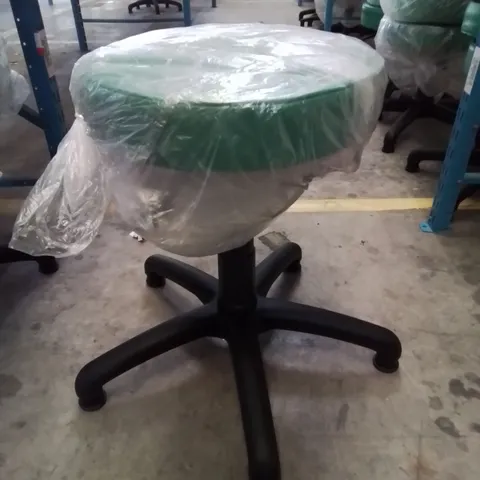 SIX HEIGHT ADJUSTABLE EXAMINATION STOOLS GREEN PU SEAT PADS