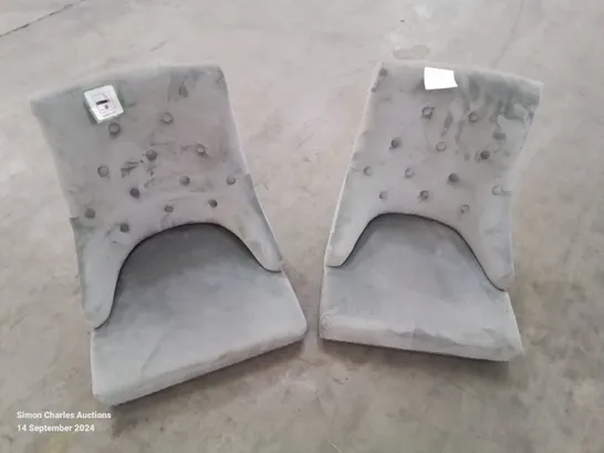 PAIR OF GREY BUTTON BACK KNOCKER CHAIRS (LEGS IN THE BASE)