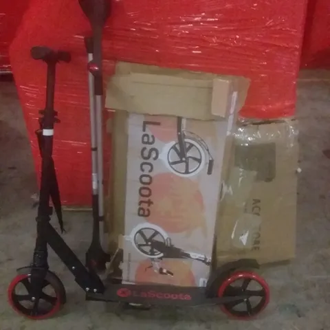 PALLET OF ASSORTED ITEMS INCLUDING FOLDABLE SCOOTER, NON-WOVEN FABRIC WARDROBE, CRUTCHES