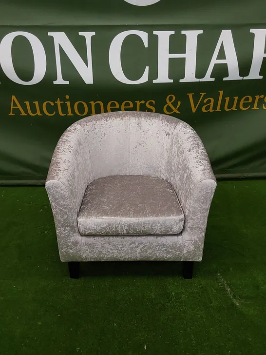 WINCHESTER TUB CHAIR IN SILVER ICE VELVET 