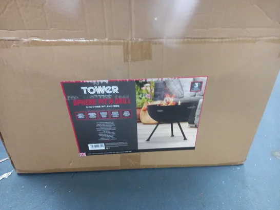 BOXED TOWER SPHERE PIT N GRILL 2-IN-1 FIRE PIT & BBQ