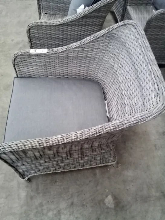 DESIGNER GREY RATTAN ARMCHAIR