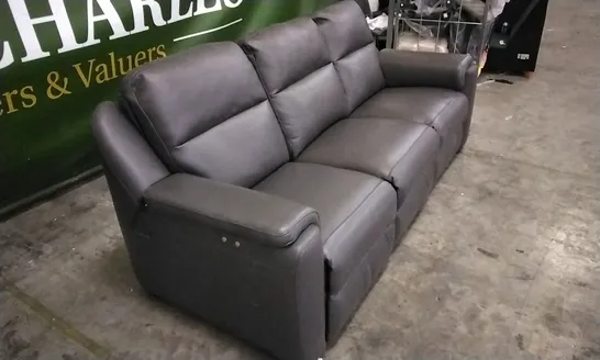 QUALITY ITALIAN DESIGNER AVILA POWER RECLINER LARGE SOFA MEDIUM GREY LEATHER