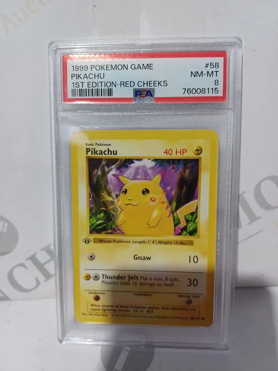 FRAMED AND GRADED COLLECTIBLE POKÉMON TRADING CARD - 1ST EDITION PIKACHU (1999)