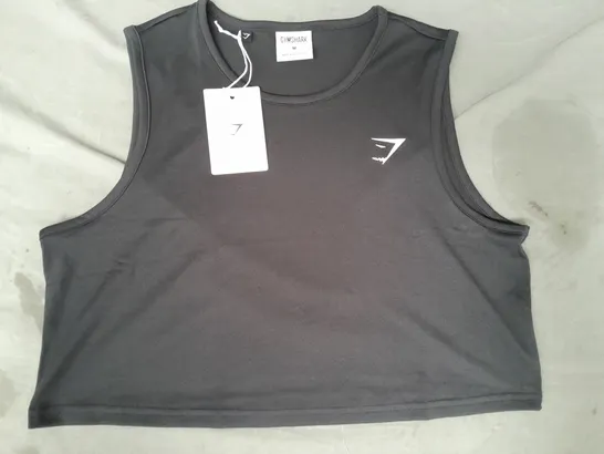 GYM SHARK TRAINING CROP TANK TOP IN BLACK SIZE MEDIUM