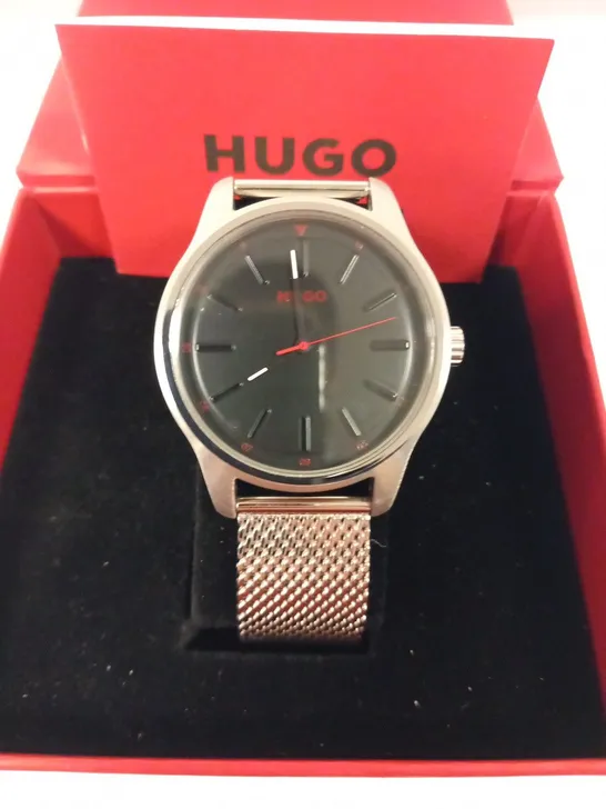 BOXED HUGO BOSS DARE STAINLESS STEEL MENS WRIST WATCH