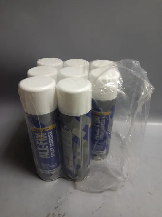 LOT OF 8 heavy duty all-fix adhesive SPRAY 500ML