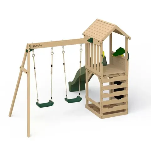 BOXED PLUM LOOKOUT TOWER WITH SWING ARM (3 BOXES + SLIDE)