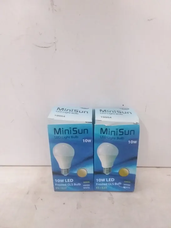 BOXED MINISUN LED FROSTED GLS E27 10W LIGHT BULB X 2