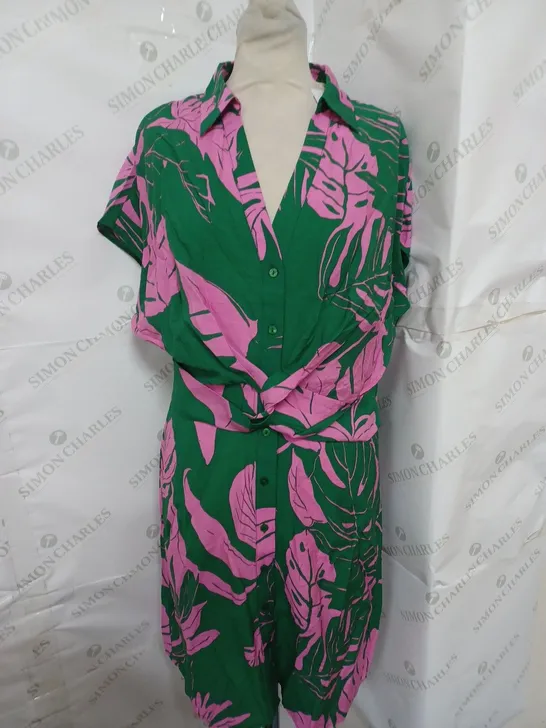 MNG SHIRT DRESS IN GREEN/PINK FLORAL SIZE L