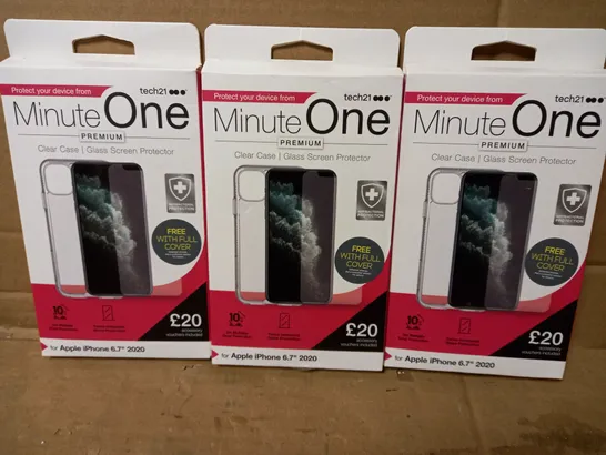 LOT OF 3 MINUTE ONE CLEAR CASES FOR IPHONE 6.7'' 2020