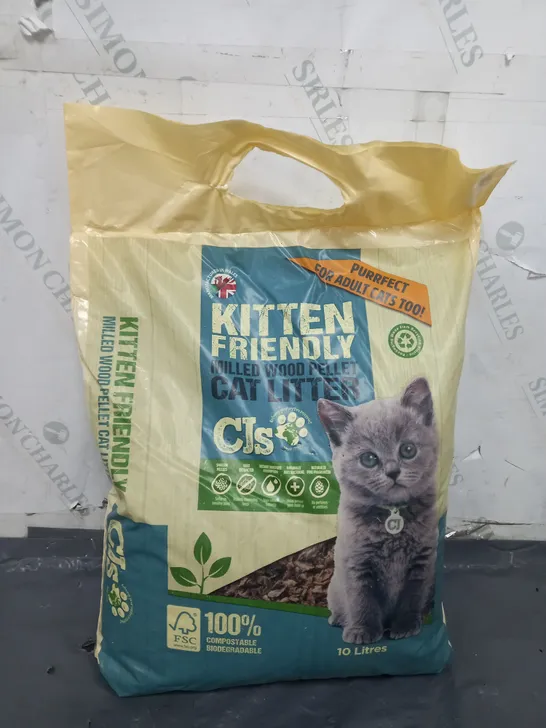 CJS KITTEN FRIENDLY MILLED WOOD PELLET CAT LITTER 10L