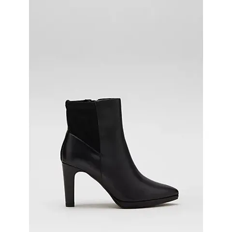 RUTH LANGSFORD PLATFORM LEATHER ANKLE BOOT- BLACK SIZE 5 