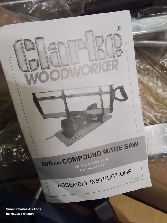 BOX CONTAINING 600MM COMPOUND MITRE SAW