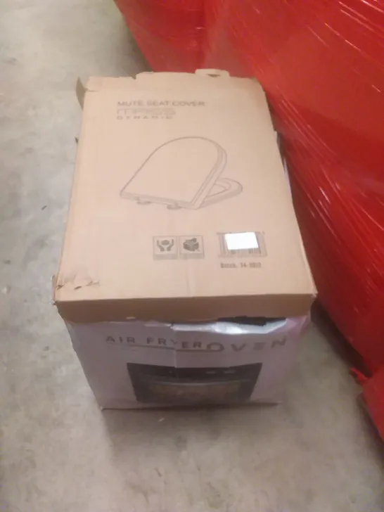 PALLET OF ASSORTED ITEMS INCLUDING AIR FRYER, TOILET SEAT, DECK CHAIR