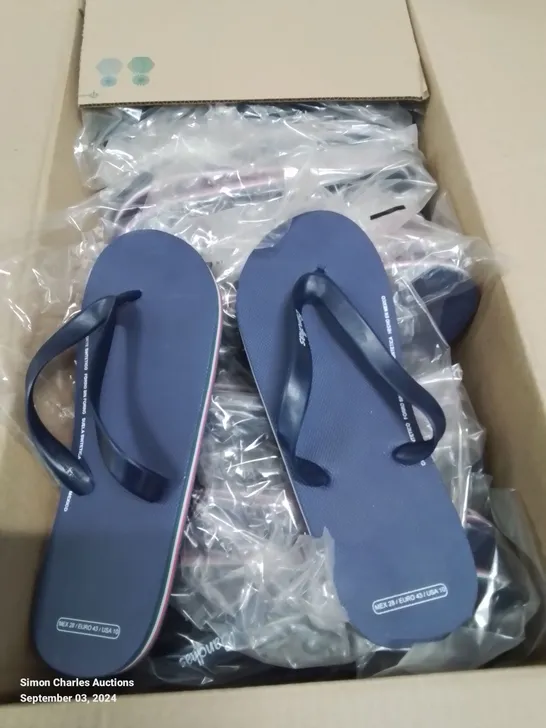 BOX CONTAINING 20 PAIRS OF MEXICO BANDHAS FLIPFLOP/SANDLES SIZE 9