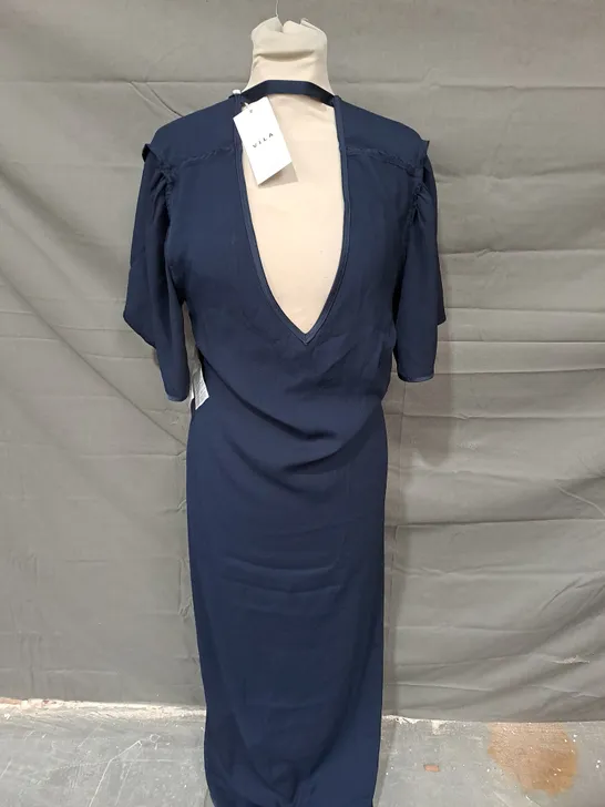 VILA VIENNA RAVENNA SATEENY NAVY DRESS - SIZE 42