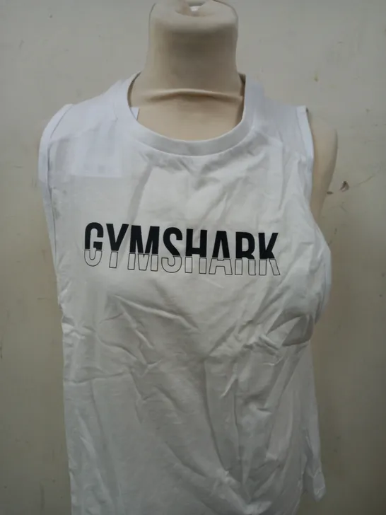 GYMSHARK FRACTION TANK IN WHITE - MEDIUM